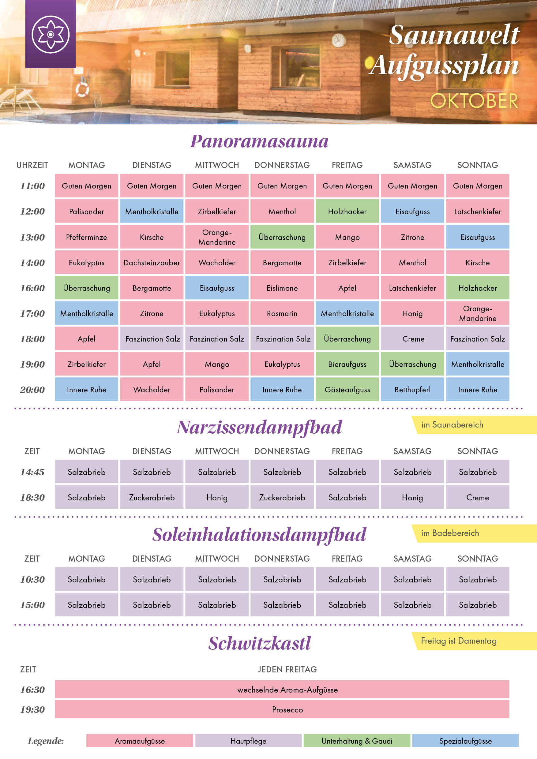 Aufgussplan Oktober 2023